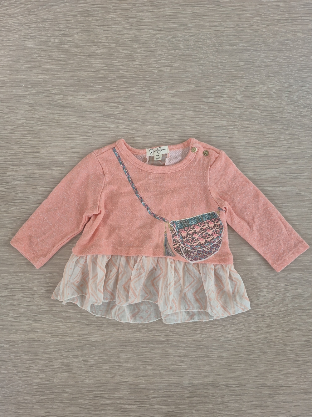 Infant 12 Months Jessica Simpson Coral Pink Long-Sleeve Layered Tunic